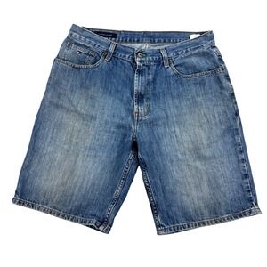 Tommy Hilfiger Jean Shorts Men's Sz 33 Blue Denim Baggy Relaxed Fit Pockets Y2K